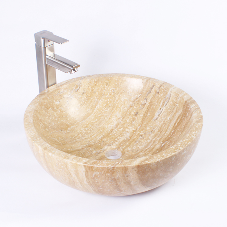 Beige Travertine Round Basin 430mm